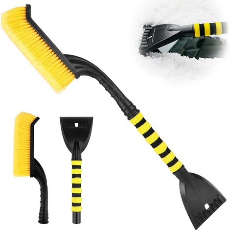 Racleur À Glace - Brosse À Neige 2-en-1 - Manche Ergonomique En ABS - Soies En PP - Mousse EVA Antidérapante - 66 Cm (1/5)