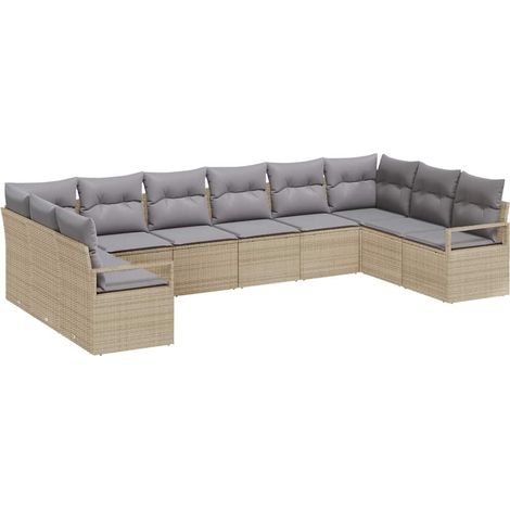 Maison Exclusive - Sofa Set mit Kissen 10 pcs Beige Poly Rattan