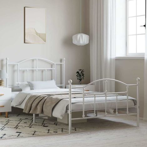 Cadre de lit métal sans matelas et pied de lit-Structure de lit blanc 100x200 cm 230233 (1/5)