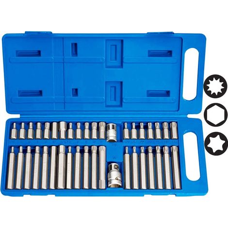 JOMAFA - JUEGO DE PUNTAS 40 PIEZAS TORX, XZN SPLINE Y ALLEN HEXAGONAL ACERO CR-V