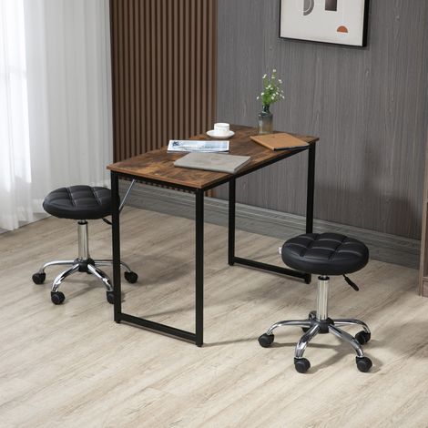 MEUBLIV Lot de 2 tabourets à roulettes noirs réglables 35,5x48-63 cm – pivotants (1/5)