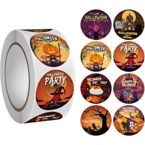 Stickers Halloween - Citrouille Araignée Chauve-Souris - Noir - Autocollants en papier - Décoration rapide (1/4)