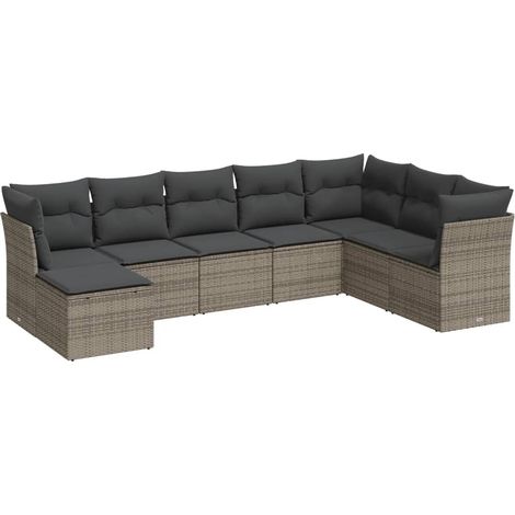 Maison Exclusive - 8-tlg. Garten-Sofagarnitur mit Kissen Grau Pol