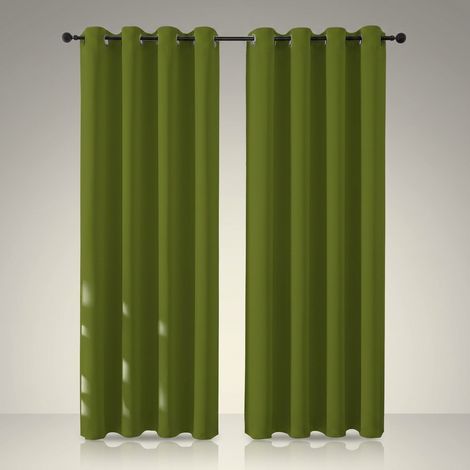 Tende Oscuranti Termiche Pronte, Set da 2 Pezzi 240x135 cm Verde (1/5)