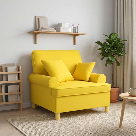 vidaXL Fauteuil XL avec coussins Jaune clair Tissu (1/5)
