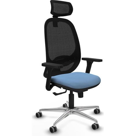 Chaise de bureau piqueras y crespo Cilanco noir filet bleu clair (1/2)