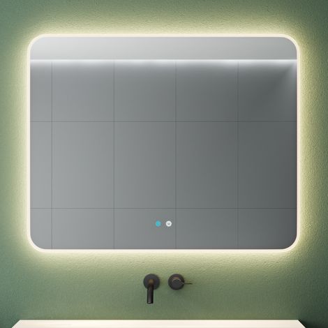 Mai & Mai Wandspiegel Badezimmer Spiegel LED 100x80cm LED Bad-Spiegel mit Touchschalter, Beschlagfrei durch Antifog-Schicht