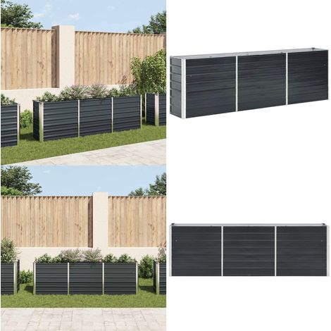 Garten-Hochbeet Verzinkter Stahl 240 x 40 x 77 cm Anthrazit - Gartenhochbeet - Metallhochbeet - Balkonbepflanzung - Terrasse Bepflanzung - Stahlteich - Home & Living (1/5)