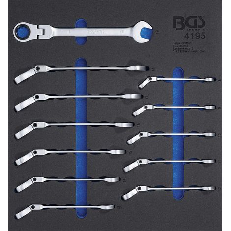 BGS Insert per carrello da lavoro cromo 12 chiavi a cricchetto