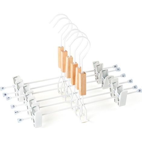 Lot de 6 cintres à pince Säly SKLUM Blanc - Patères avec clips pour pantalons et jupes (1/5)