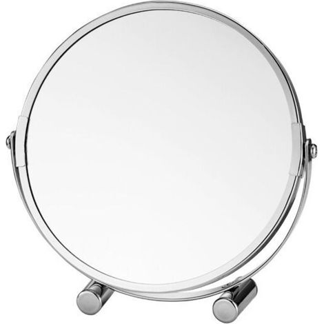 3x Magnifying Cosmetic Mirror, Double-Sided Makeup and Shaving Mirror, Chrome-Plated Table Mirror, Ø 17 cm, 360° Rotating Floor Mirror for Bathroom