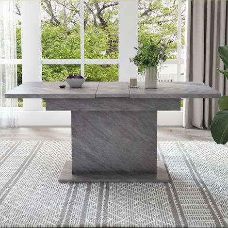 Table à manger extensible avec rangement, style béton, table multifonction gain de place