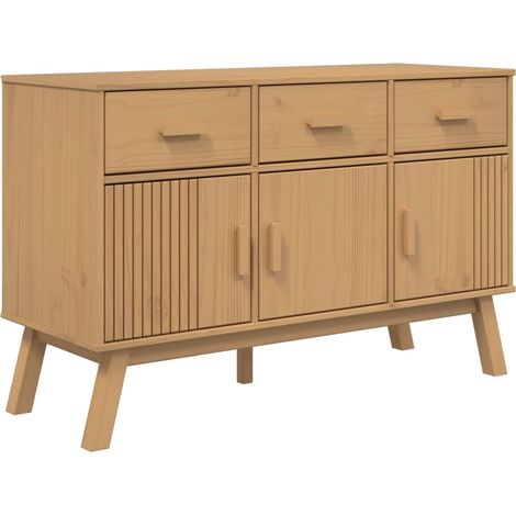 Aparador cómoda mueble de almacenaje organizador cocina salón salón 114 x 43 x 735 cm madera maciza de pino marrón 020036179