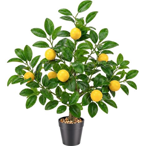 51cm Artificiels Jaune Citron Arbres Faux Maison Vert Plante Fruits Décoration avec Plastique Réaliste Feuilles pour Accueil Tableau Bureau Jardin Intérieur (1/5)