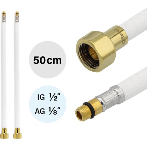 2x Flexschlauch DN8 IG 1/2"-M10x1 500mm Weiss Gold (1/5)