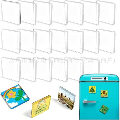 Neues 10er-Pack transparente Acryl-Kühlschrankmagnete zum Selbermachen mit Kleberückseite – Quadratischer magnetischer Fotorahmen – 10er-Set
