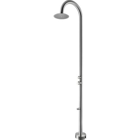 Douche extérieure acier inoxydable 316L, eau chaude/froide, grande tête de douche orientable de 25 cm, rince-pieds (TS1007)