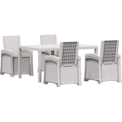 Ensemble de salle à manger pour jardin 5 pc Blanc et gris clair vidaXL (1/5)