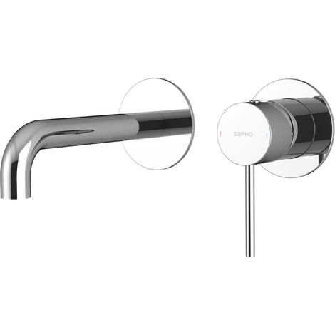 ULTRASAN Mitigeur lavabo 2 trous à encastrer, bec 20cm, chromé (1/2)