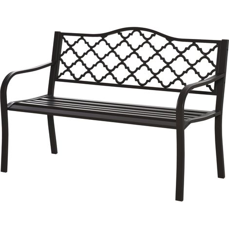 3-Sitzer-Gartenbank 128x60x89 cm, Gusseisen, braun, korrosionsbeständig, Landhausstil
