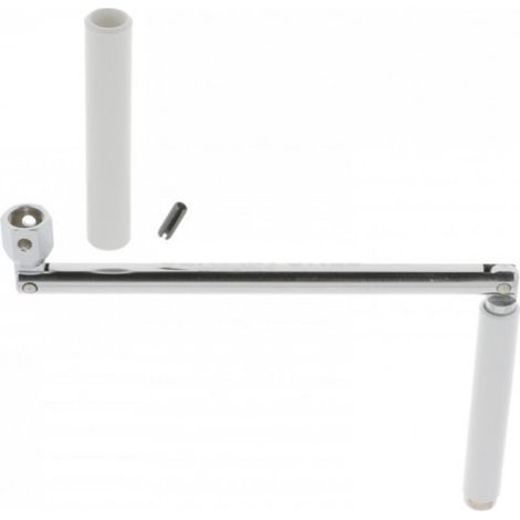 Manivela articulada para persianas enrollables – Acero cromado – Longitud 325 mm – Pasador de fijación 5x16 mm – Ø12 mm para tubo (1/2)