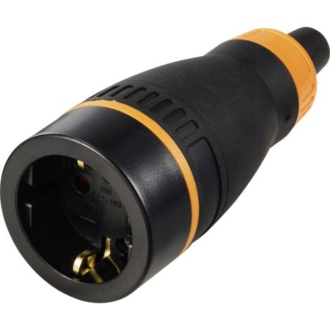 Sygonix SY-6618480 Fiche électrique femelle avec terre TPE, PC 250 V/AC noir, orange IP20 (1/4)