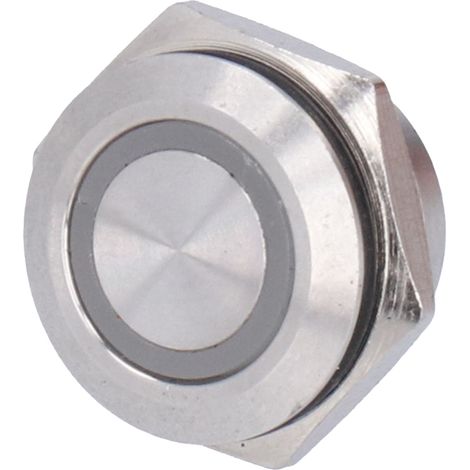 5 Stück Momenttaster aus Metall mit automatischer Rückstellung, ultradünn, wasserdicht, mit LED, 16 mm, DC 12–24 V, blau (1/5)