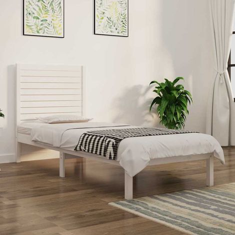 vidaXL Estructura de cama madera maciza individual blanco 75x190 cm (1/5)