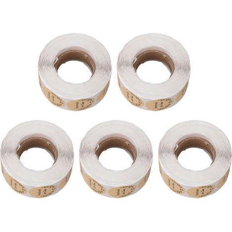5 Rouleaux 2500 Étiquettes Rondes 2,5 cm Autocollantes en Papier Kraft pour Loisirs Créatifs Emballage Cadeaux et Fermeture d'Enveloppes (1/5)