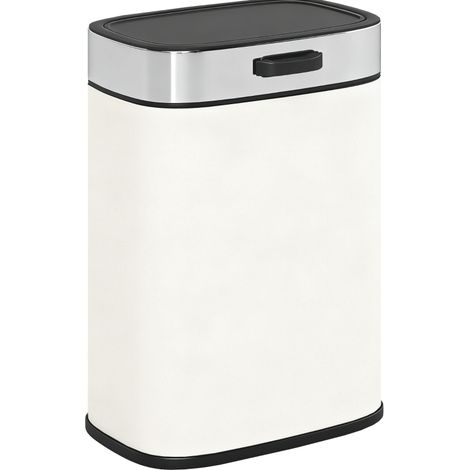 Poubelle 5 L en acier inoxydable crème blanche, posable ou suspendue, avec couvercle à pression (1/5)