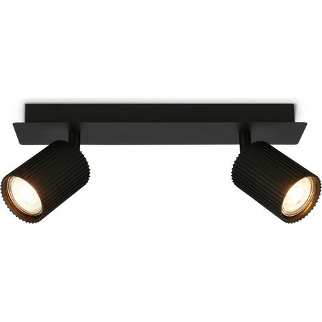 Plafonnier orientable, douille GU10, max. 9 W, spot de plafond, luminaire plafonnier, lustre salon, lumière plafond, lustre chambre, salle à manger, 32 cm, Noir (1/5)