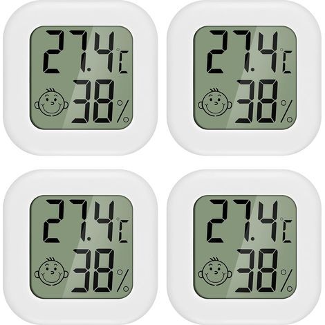 4 pièces Mini LCD Thermomètre Hygromètre Interieur Termometre Maison Convient pour Les Chambres D'enfants,Les Chambres de Personnes âgées etc (1/4)