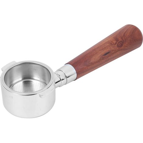 Porte-filtre à expresso sans fond, en acier inoxydable et en bois, compatible avec les machines à café Delonghi.-AquaForge (1/5)