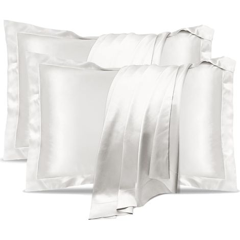 Set di 2 federe in seta, federa in seta di gelso 100% naturale per la salute dei capelli e della pelle, misura standard 50 x 75 cm, federa in seta di alta qualità, morbida e rinfrescante per dormire ( (1/5)