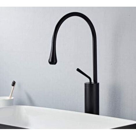 Robinet de cuisine monotrou, robinet chaud et froid, robinet mélangeur (noir haut) (1/3)