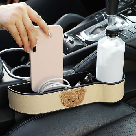 (Exklusiv in Südostasien erhältlich) Aufbewahrungsbox für Autositze mit Clip und Bärenmotiv, multifunktional und praktisch (UVP: 89.000 VND) Beige (1/5)