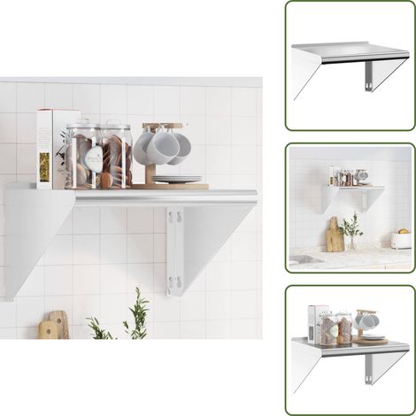 Wandregal 50x45x31 cm Silbern Edelstahl - Wandregal - Edelstahlregal - Schweberegal - Wohnraumdeko - Platzsparend (1/5)