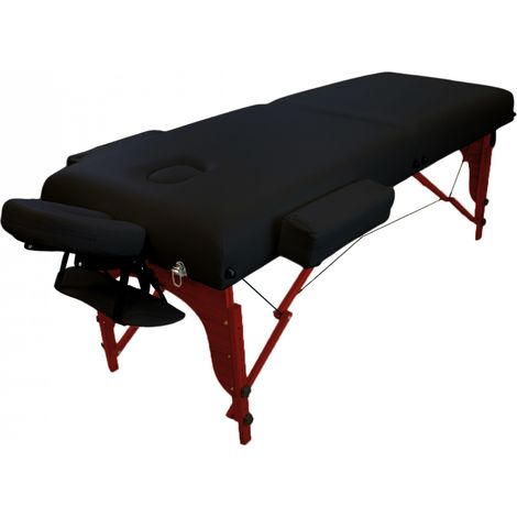 Table de massage 15 cm pliante 2 zones en bois foncé avec panneau Reiki + Accessoires et housse de transport - Noir - Vivezen