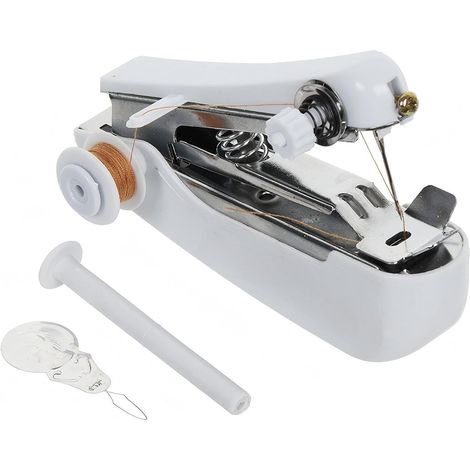 Tragbare Mini-Nähmaschine für Kleidung, Heimwerken, Reisen, Kunst und einfach zu bedienende manuelle Nähmaschine (weiß) (1/5)