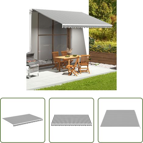 Parasol de jardin - Tissu de remplacement pour auvent Anthracite et blanc 4,5x3 m (1/5)