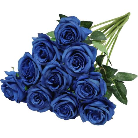 Tige unique de fleur de rose artificielle en soie, réaliste, 10 pièces (Champagne) pour bouquet de mariage, composition florale, décoration de fête, centre de table à la maison (1/5)