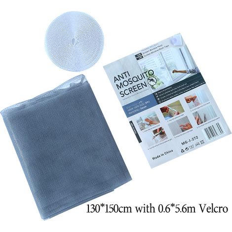 Moustiquaire/rideau en filet auto-adhésif, 130 x 150 cm, avec bande auto-adhésive Velcro de 0,6 x 5,6 mètres, convient à différents types de fenêtres. (1/5)