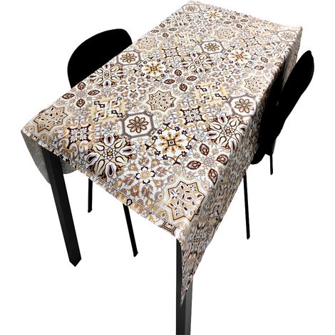 Mantel Composicion PVC Base Poliester Antimanchas Mosaico Marron 140X180 CM