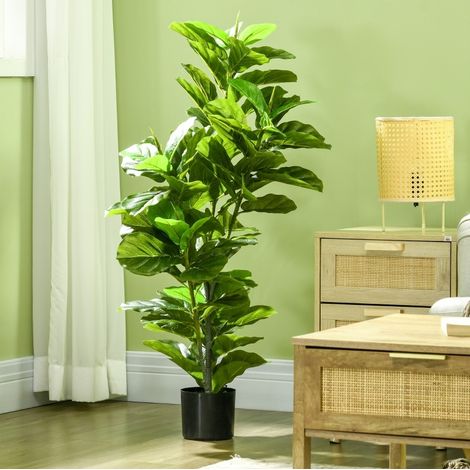 Pianta artificiale Ficus 110 cm, 90 foglie con vaso, verde DESVIAE (1/5)