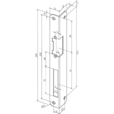 ASSA ABLOY Plaque de verrouillage angulaire IW 324 R-10 EST VA rd.DIN R - 32435-05 (1/4)