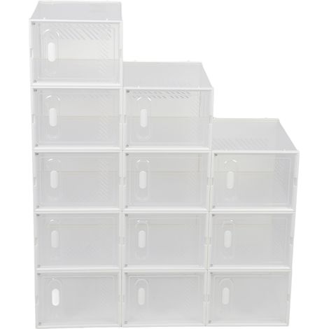 Boîtes à chaussures transparentes empilables à plusieurs niveaux, présentoir à chaussures en plastique peu encombrant pour l'entrée du placard (1/5)