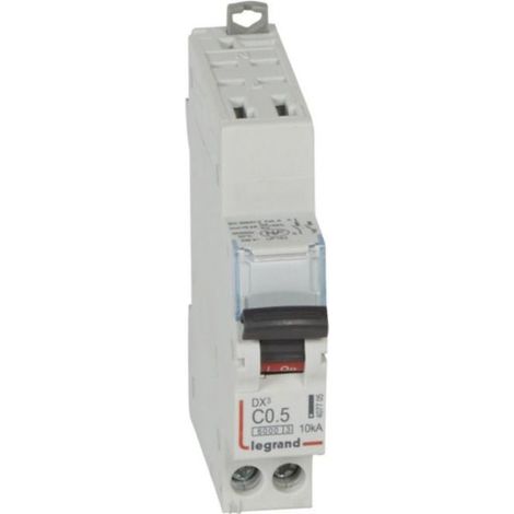 Disjoncteur DX³6000 10kA arrivée haute automatique et départ bas à vis U+N - 230V - 0,5A - 10 kA courbe C - 1 module - LEGRAND
