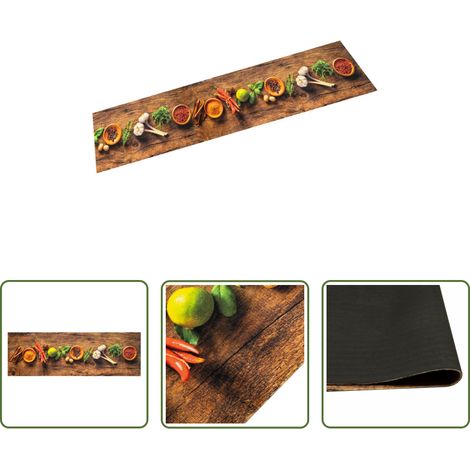 vidaXL Samt Teppich - Küchenteppich Waschbar Gewürze 60x180 cm Samt (1/5)