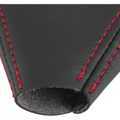 Kompatibel mit Hummer H3 2005-2011, Automatik-Schalthebelabdeckung, schwarzes Leder mit roten Ziernähten (1/4)
