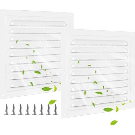 2 Pcs Square Aluminium Chimney Grille with Mosquito Net for Ceiling Kitchen Bathroom 200x200mm (1/5)